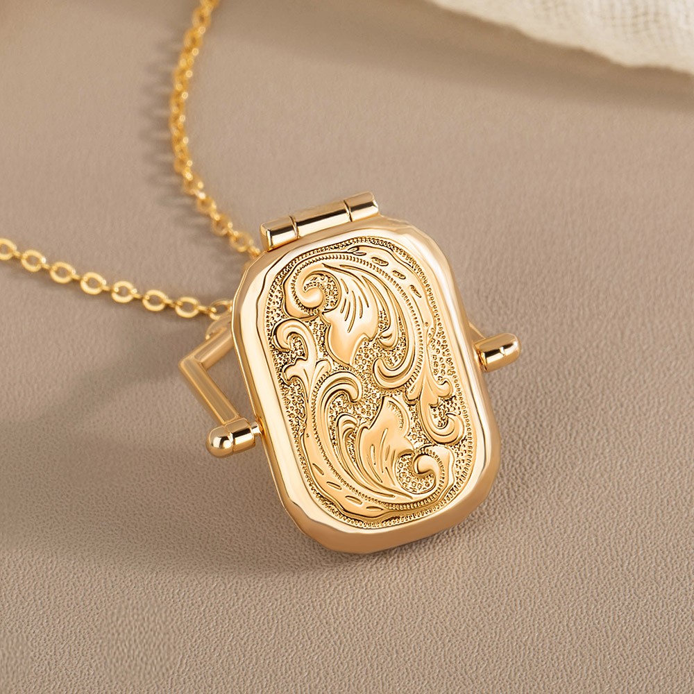 Custom Antique Locket Necklace with Photos, Victorian Locket, Edwardian Rectangle Locket, Personalized Thoughtful in Memoriam Bereavement Gift
