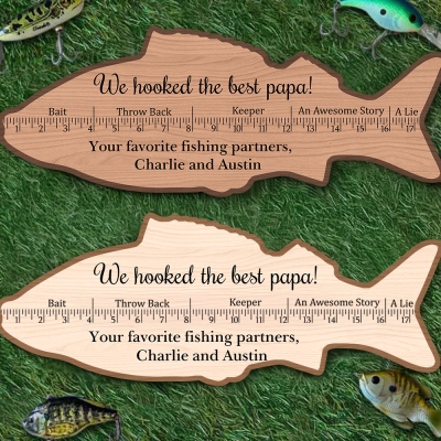 Personalized Wooden Fish Ruler, Custom Fishing Measurement Tool, Fishing Sign, Birthday/Father's Day Gift for Dad/Grandpa/Husband/Fisherman