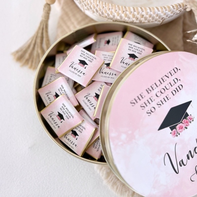 Personalized Graduation Sticker & Tin Box with Name Year, Class of 2025 Graduation Party Favors, Graduation Gift for Students/Teachers/Friends
