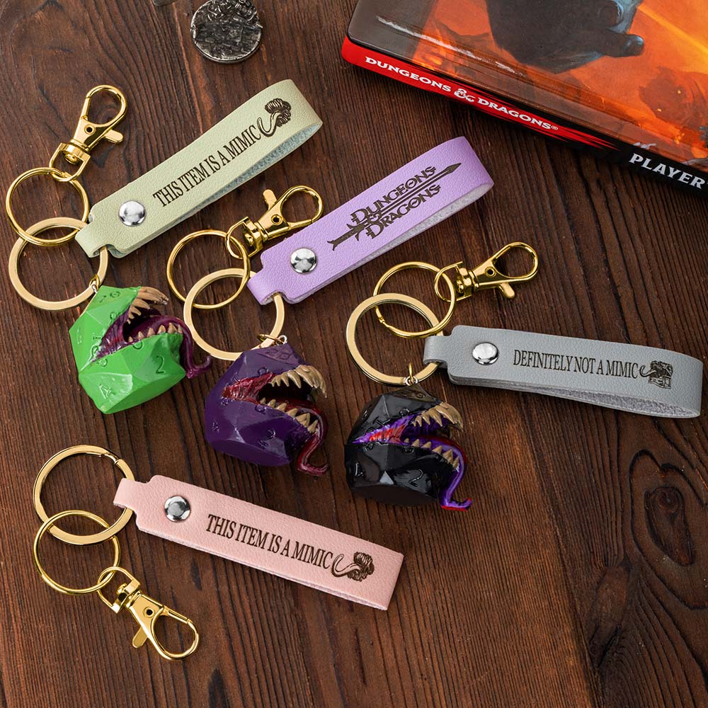 Custom Name Chest Mimic Dice Backpack Pendant, Monster Dice Key