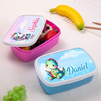 Personalized Name Cartoon Unicorn/Dinosaur Lunch Box, PP Eco-Friendly Children's Snack Box, Birthday/Back to School Gift for Kids/Boys/Girls