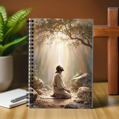 Jesus Praying in Gethsemane Notebook, Inspirational Christian Journal, Notebook for Bible Study, Faith-Based Gift for Men/Women