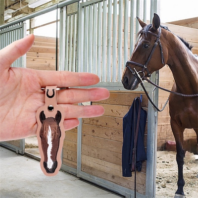 Personalized Name & Photo Horse Face Keychain with Tassel, Horse Marking Keyring, Equestrian Accessory, Gift for Horse Lovers/Equestrians/Riders