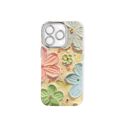 Glitter Flower iPhone Case with Rhinestones, Floral Bloom Cloud Case