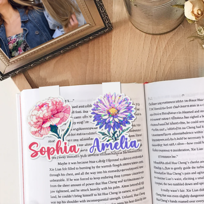 Personalized Name Birth Flower Bookmark, Magnetic Bookmark Clip, Book Accessory, Back to School/Birthday Gift for Book Lovers/Librarians/Readers