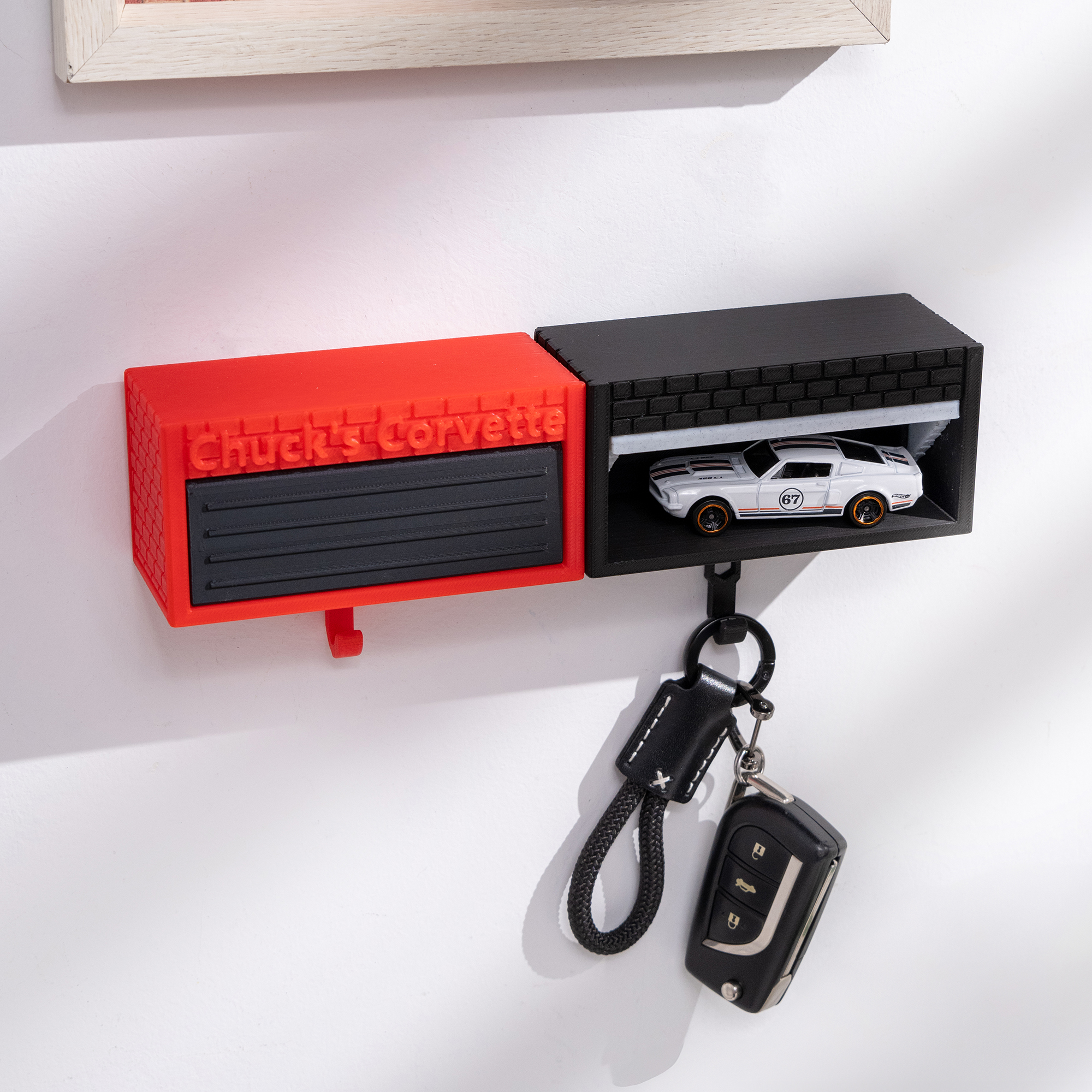 Personalized 3D Printed Car Garage Key Holder with Opening Door