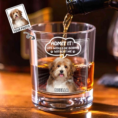 Personalized 1-6 Pet Portraits Wine Glass with Names, 10oz Old Fashioned Whiskey Glass, Birthday/Anniversary/Memorial Gift for Pet Lovers/Owners