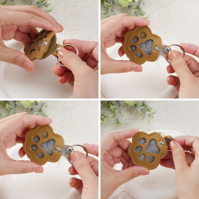 Pet Memorial Hair Keepsake Keychain with Custom Portrait Pet Sympathy Gift Dog Cat Bag Charm Pet Owner Gift