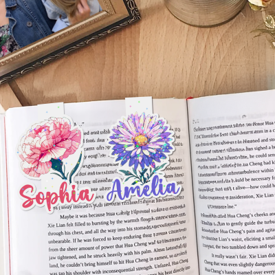 Personalized Name Birth Flower Bookmark, Magnetic Bookmark Clip, Book Accessory, Back to School/Birthday Gift for Book Lovers/Librarians/Readers