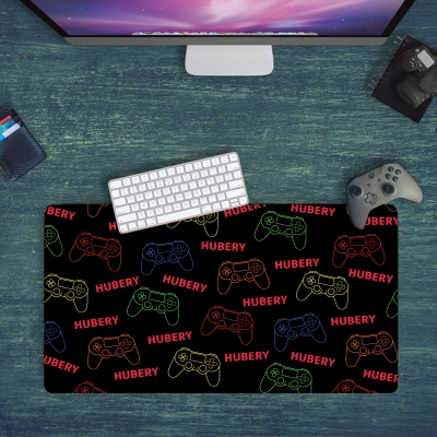Personalized Name Neon Gaming Desk Mat, Large Size Non-slip Computer Laptop Mouse Pad, Office Accessories, Birthday Gift for Gamer Lovers/Friends