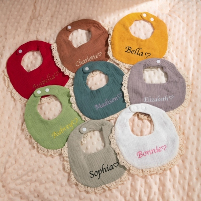 Personalized cotton embroidered baby bib