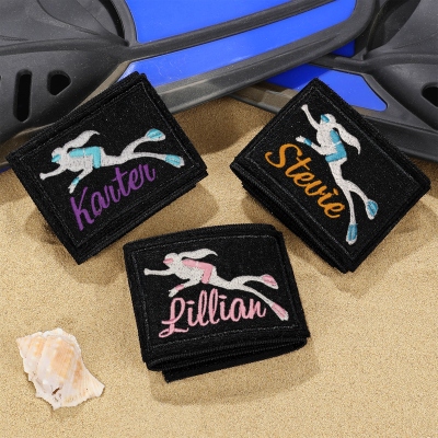 Custom Name Embroidered Scuba Diving Identification Tag, BCD Name Tag Badge, Birthday/Christmas Gift for Female Scuba Divers/Dive Crew/Instructors