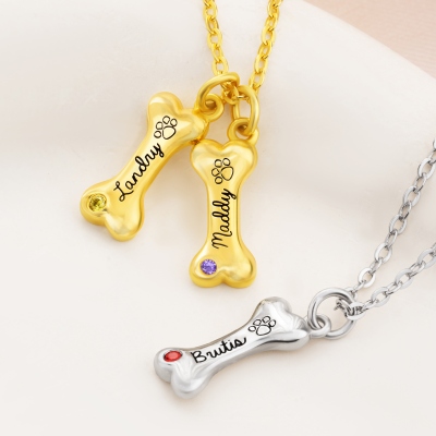 Personalized Exquisite 1-8 Name Dog Bone Necklace