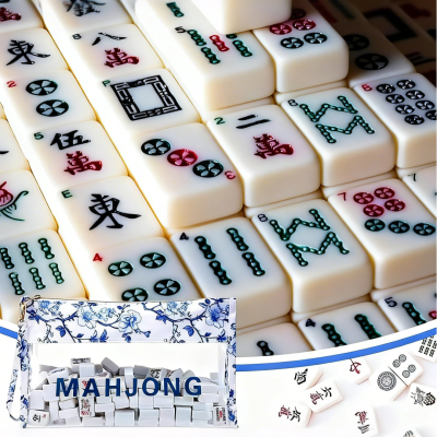 Personalized Blue and White Porcelain Mahjong Storage Bag, Customized Name, Large Capacity Waterproof Transparent Storage Bag, A Gift for Mahjong Lovers