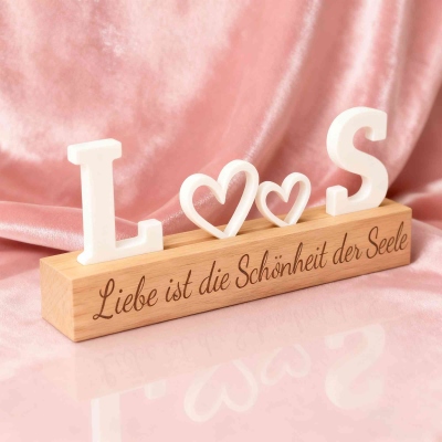 Personalized Double Initials & Hearts Partner Block, Couple Block with Wooden Base, Home Decor, Valentine's Day/Anniversary Gift for Him/Her/Couple