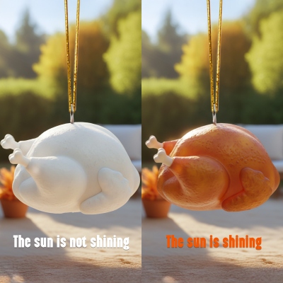 Thanksgiving UV Color Changing Turkey Keychain, Unique Bag Pendant, Holiday Gift for Friends/Family