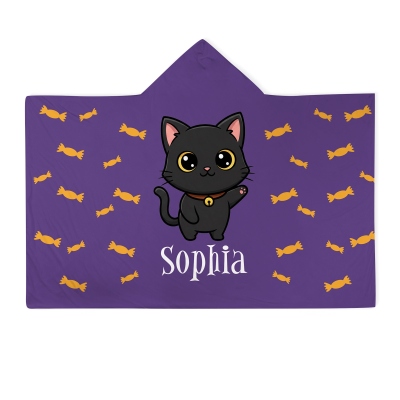 Custom Name Halloween Hooded Blanket, Cozy Wearable Throw with Fun Spooky Designs, Festival Gift for Friends/Family/Kids