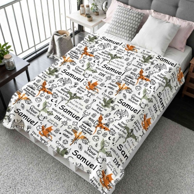 Custom Name DND Dragon Blanket, DND Classes Cozy Blanket, Sherpa Blanket, Flannel Blanket, House Blanket, Blanket Gifts for DM