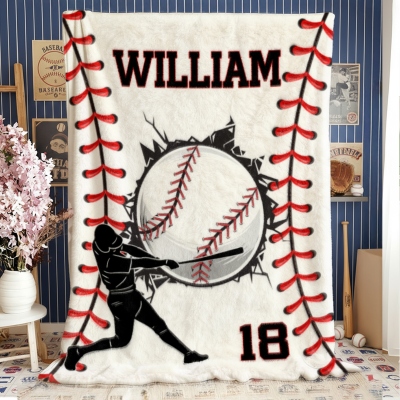 Personalized Sportball Blanket with Name, Sport Blanket for Sportlover, Flannel/Sherpa Soft Bed Couch Throw, Children's Day/Birthday Gift for Sports Lovers/Kids/Family