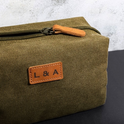 Men's Toiletry Canvas Bag, Men's Dopp Kit Travel Case, Mens Toiletry Bag Leather Personalized, Birthday/Father's Day/Wedding Gift for Him/Father/Groomsmen