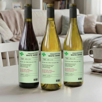 Personalized Name Funny Prescription Design Wine Stickers, Waterproof Wine Bottle Labels, Birthday/Anniversary Gifts for Wine Lovers/Couple