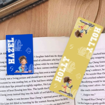 Personalized Fitness Girl Dumbbell Magnetic Bookmark Clip with Name, Reading Accessory, Birthday/Christmas Gift for Book Lovers/Gym Girls