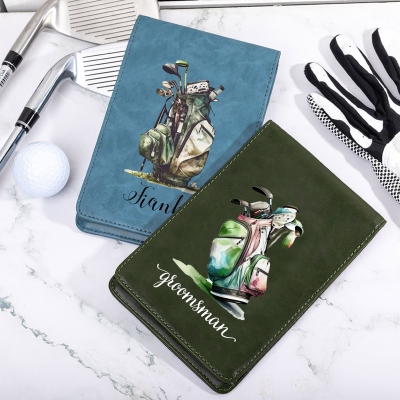 Custom Leather Golf Scorecard Holder, Golf Yardage Book Cover in Pet Design, Golf Accessories, Birthday/Christmas/Wedding Gift for Golfers/Best Men