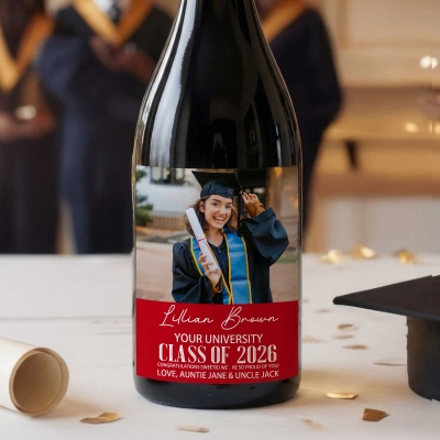 Personalized Photo Graduation Wine Stickers with Name & Year, Waterproof Wine Bottle Labels, Graduation Party Favors, Gifts for Graduates