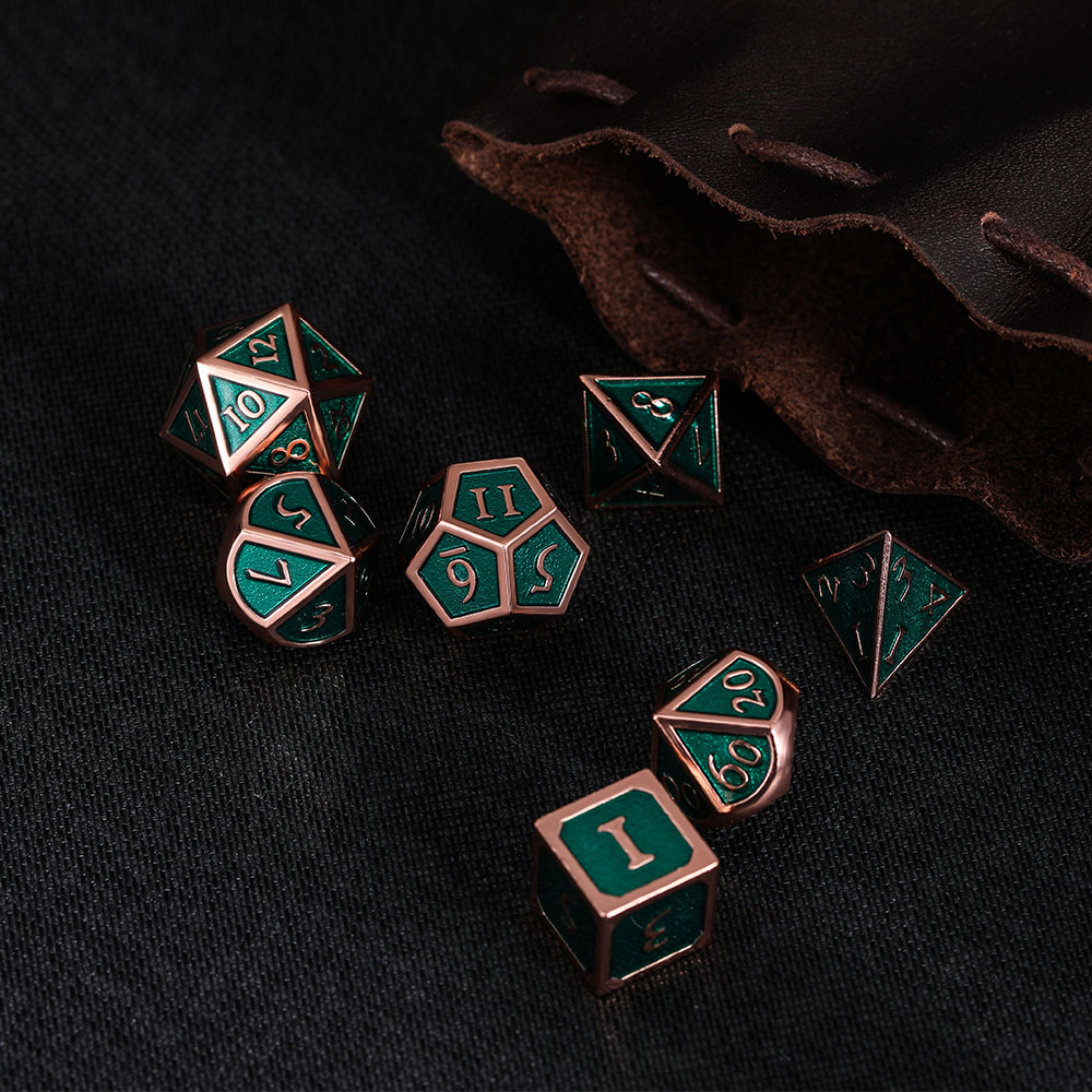 Dark Green Metal Dice Set