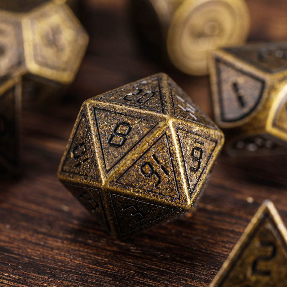 High Quality Rustic Copper Metal Dice Set for DND Gamers