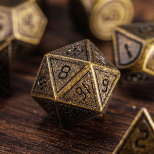 Rustic Copper Metal Dice Set for DND Gamers