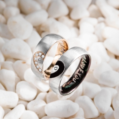 Personalized Heart Couple Rings