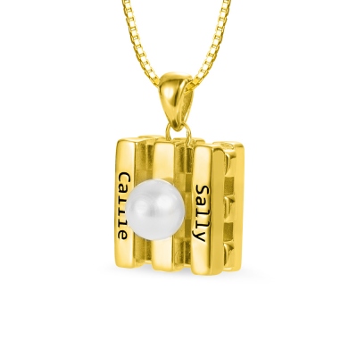 Engravable Square Pearl Necklace Gift for her