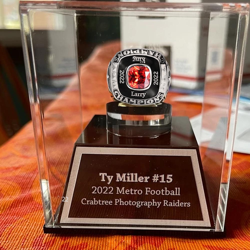 Custom Engraved Championship Ring Display Case Acrylic for Fantasy