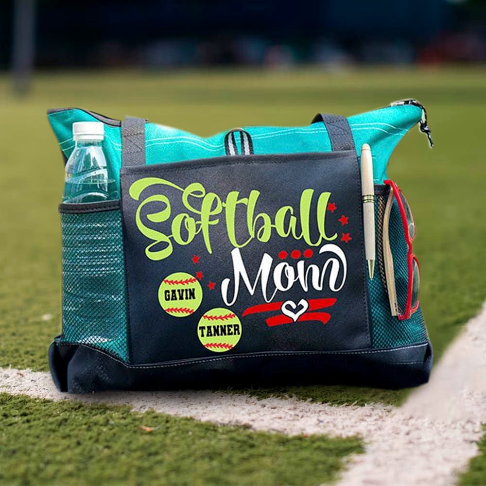 Custom Name Baseball/Softball Mom Lightweight Tote Bag, Canvas Sports