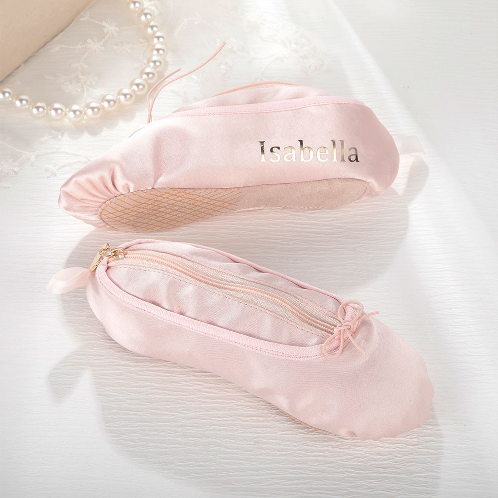 Pochette De Rangement Ballet En Maille - Pour Chaussures De Danse, Maquillage - Motif Chaussons - 23x11cm - Cadeau Fille