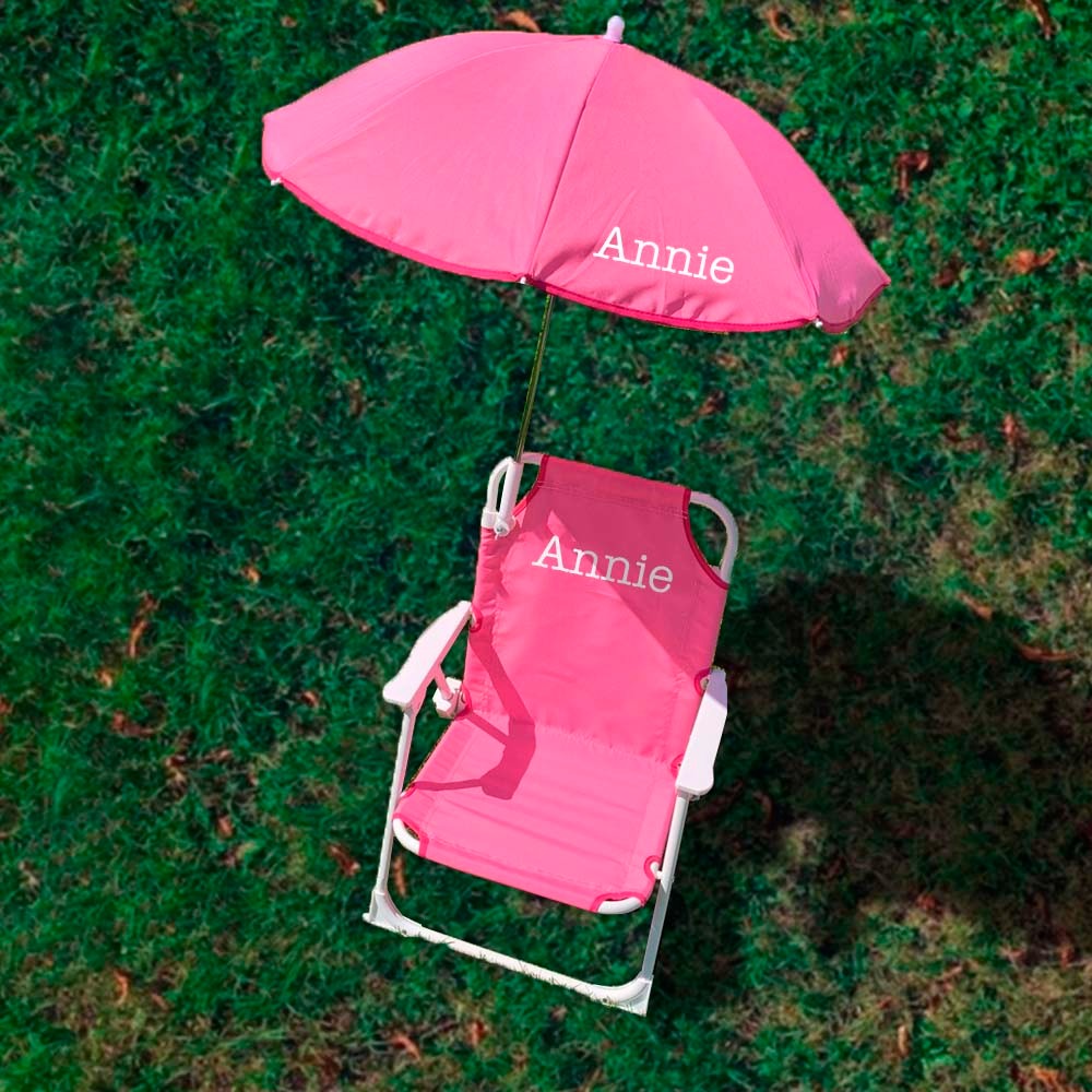 Custom Name Beach Chair with Umbrella, Camp Chair, Foldable Outdoor ...