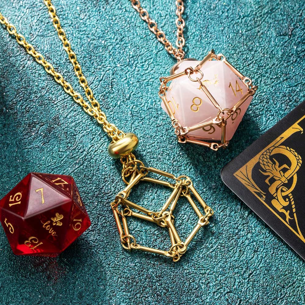 D20 Dice cage Necklace - Jewelry Gift for DND Lovers