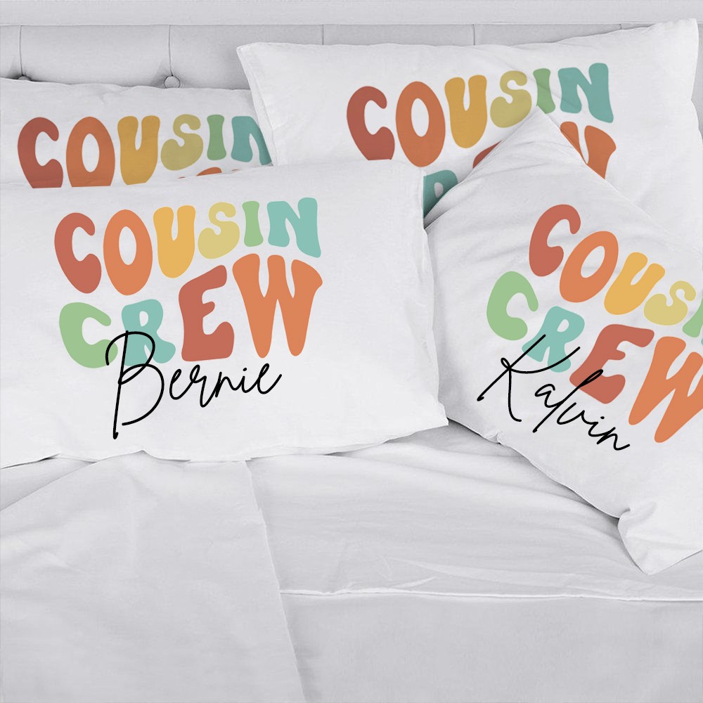 DIY Personalized Cousin Crew Pillowcase, Made for You to Color and Customize with Names, Perfect Family Party Gift