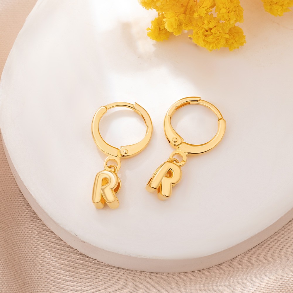 3D initial earrings