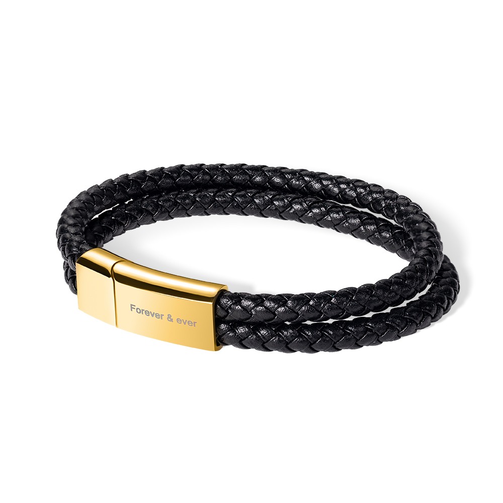 Bracelet de barre de corde tressée en cuir gravé personnalisé, bracelet de nom pour hommes, cadeau d'anniversaire/Saint-Valentin/fête des pères pour mari/lui/papa/ami