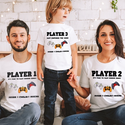 T-shirt de manette de jeu Halloween avec noms personnalisés, t-shirt/sweat-shirt/barboteuse pour bébé avec manette de jeu effrayante, tenue d'Halloween, cadeau pour bébé/enfant/adulte/amateur de jeux