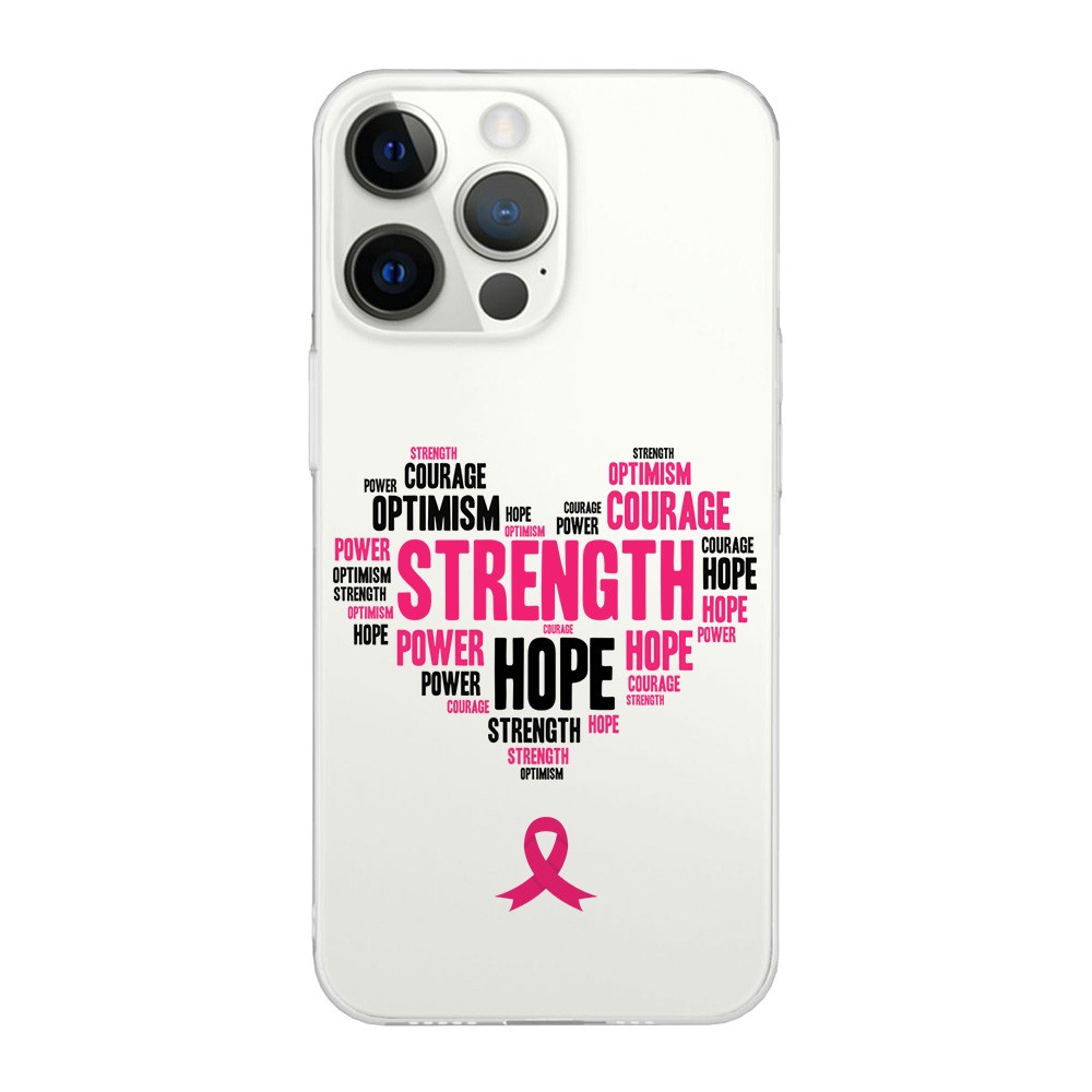 Pink Ribbon Letter Phone Case,Choose from Three Designs with Positive Words