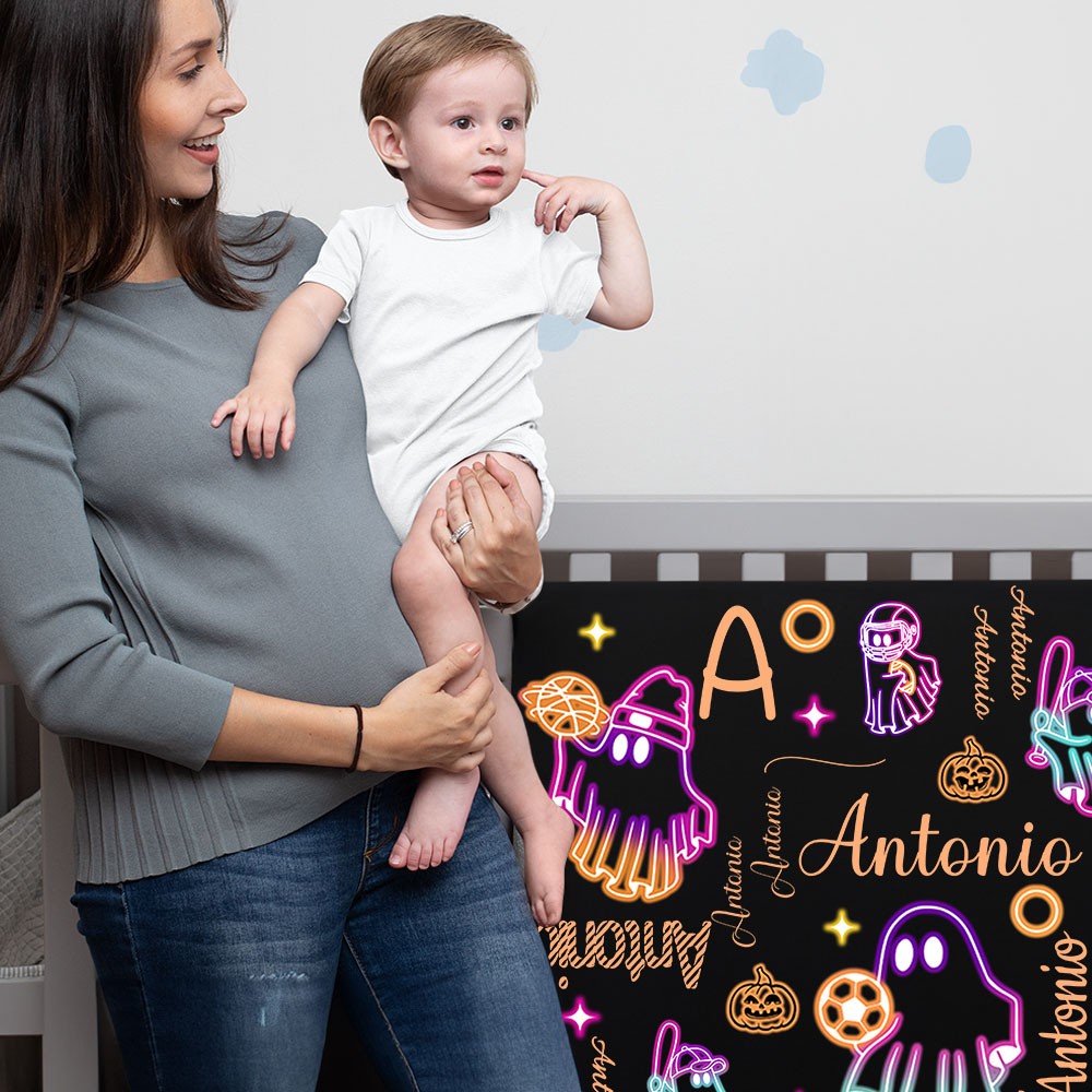 Personalized halloween name blanket