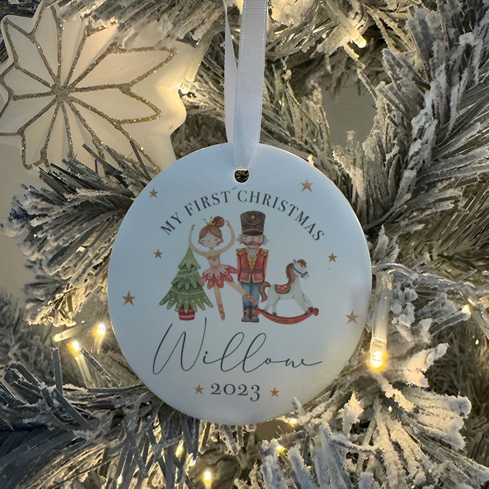 Personalized Nutcracker Baby's First Christmas Bauble, First Christmas Ornament, First Christmas Bauble, Baby First Xmas Tree Decoration, Keepsake