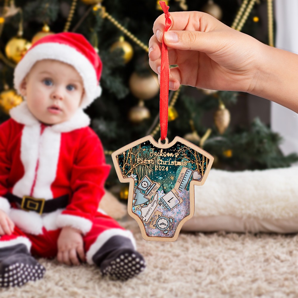 Personalized Baby's First Christmas Ornament 2024, Custom Fairyland Background Keepsake for Newborn Boys and Girls