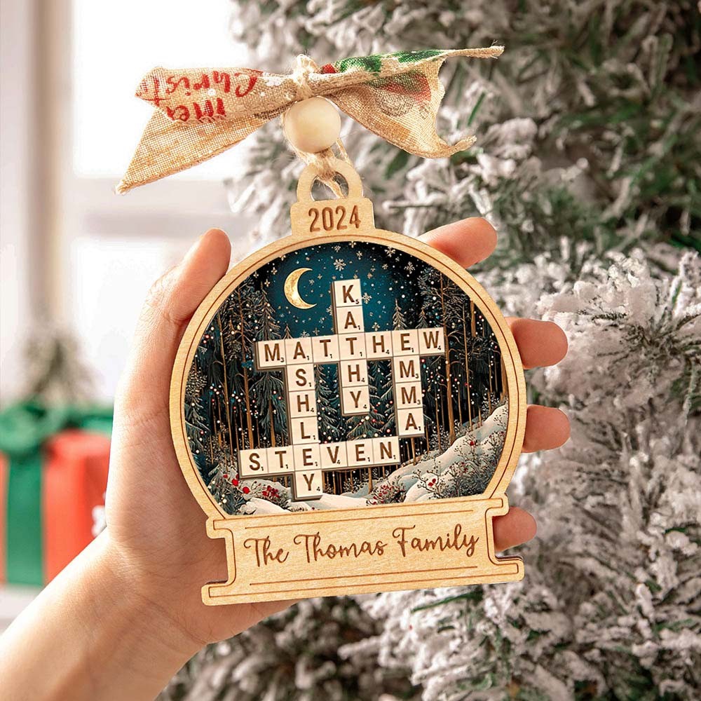 Personalized Family Name Scrabble Ornament with Fairyland Background, Custom Handmade Christmas Decoration, Unique Gift for Families