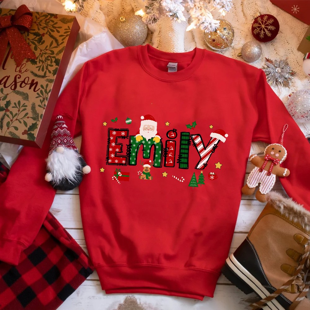 Sweat-shirt Décontracté Noël Pour Fille - Col Rond, Lettres Imprimées, Tissu Doux Et Chaud