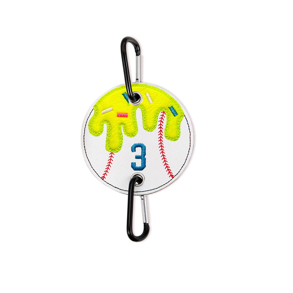 Custom Ice Cream Baseball Bag Charm, Personalized Name Embroidered Keychain, Unique Ice Cream Stick Baseball Bag Holder, Gift for Kids and Sports Lovers