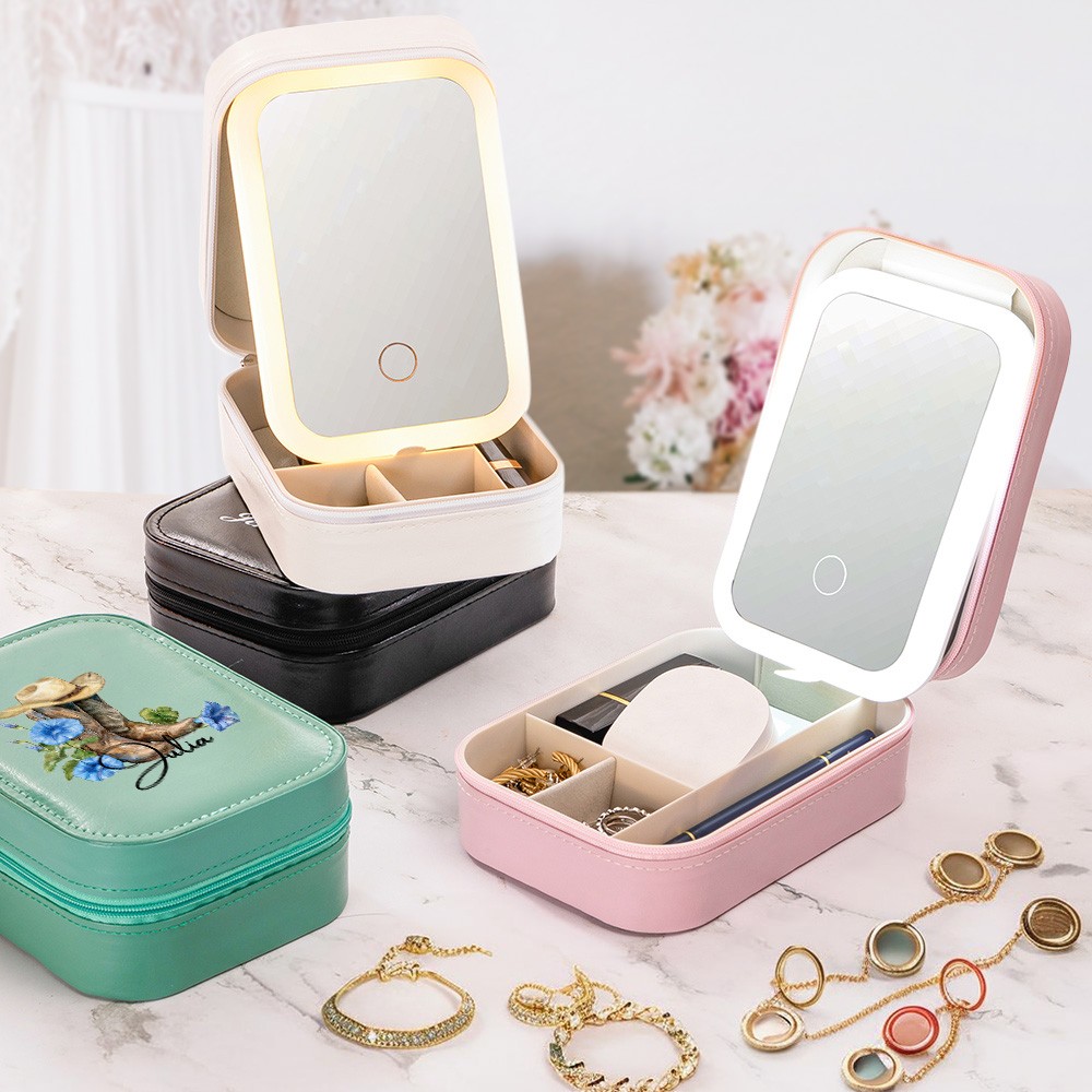 LED three-color adjustable makeup mirror